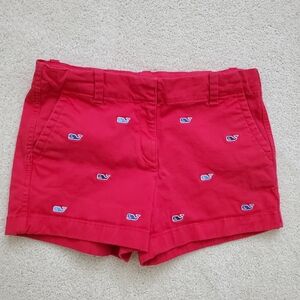 Vineyard Vines Girls Red with Light and Dark Blue Whales Everyday Shorts sz12